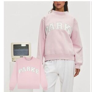 PARKE varsity Sprinkle small medium pink mock neck new in bag